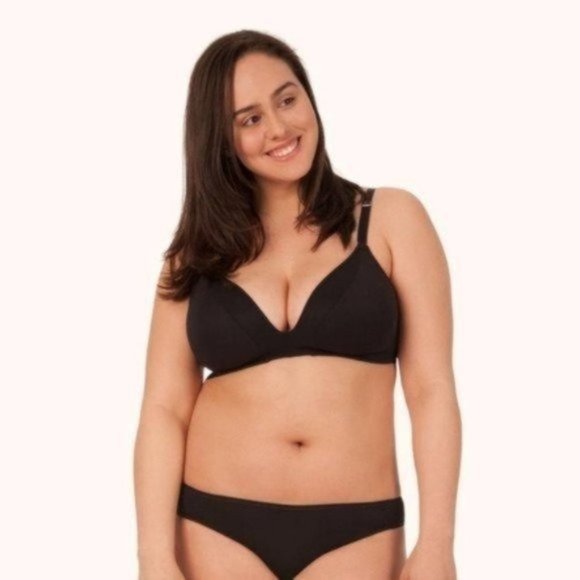 New Madewell LIVELY The All-Day Deep V No-Wire Bra Black - Picture 2 of 12